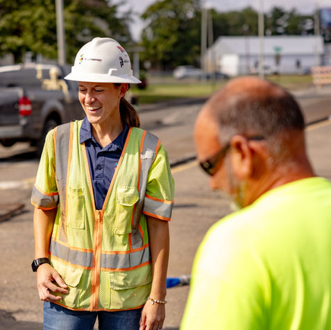 American Structurepoint engineer on a road project