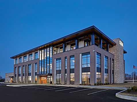 Modern commercial building architecture and interior design services.