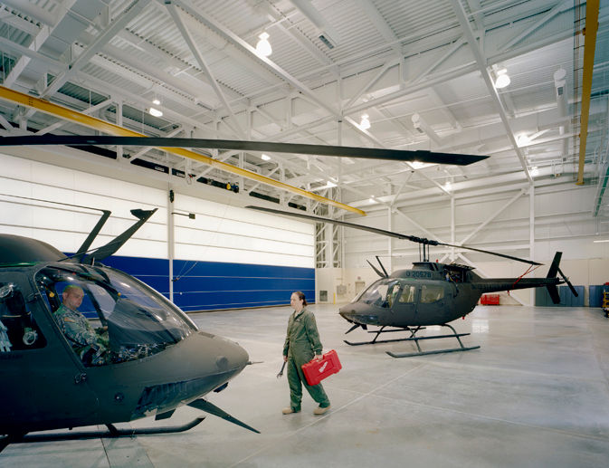 Helicopters in a hangar designed by American Structurepoint