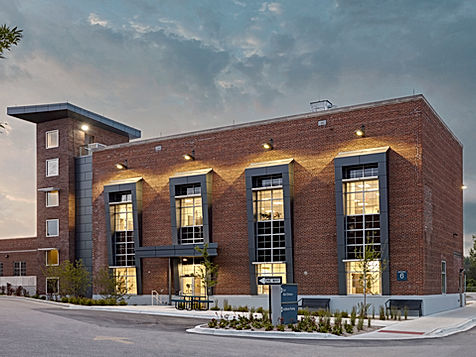 Modern brick building from architecture and interior design services.