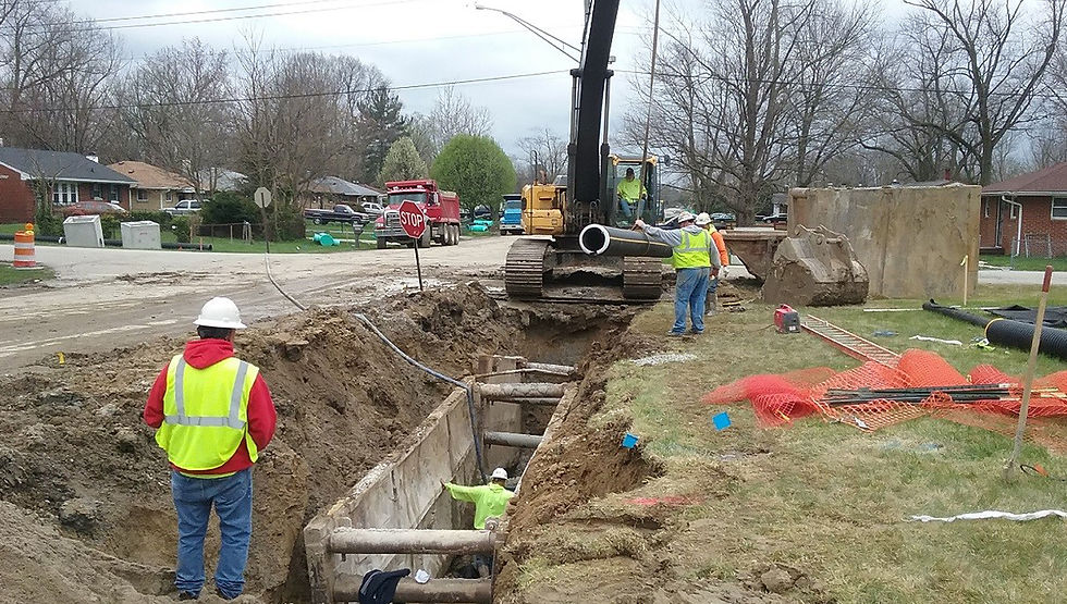 Crew providing stormwater engineering services at a site.