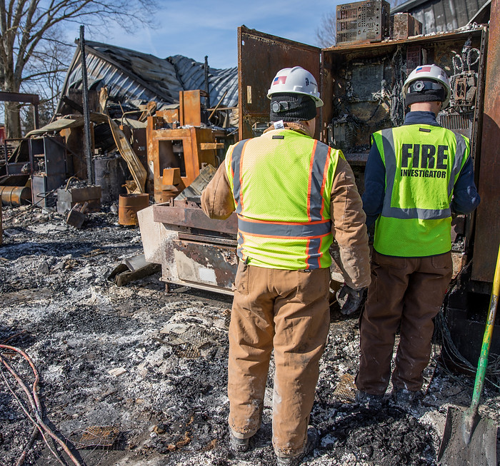American Structurepoint engineers assessing fire damage
