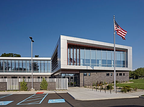 Modern school building with architecture and interior design services