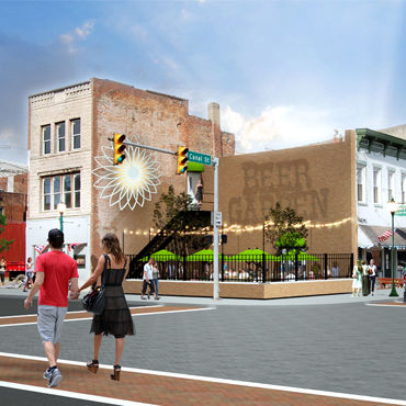 Planning and economic development services in a downtown area.