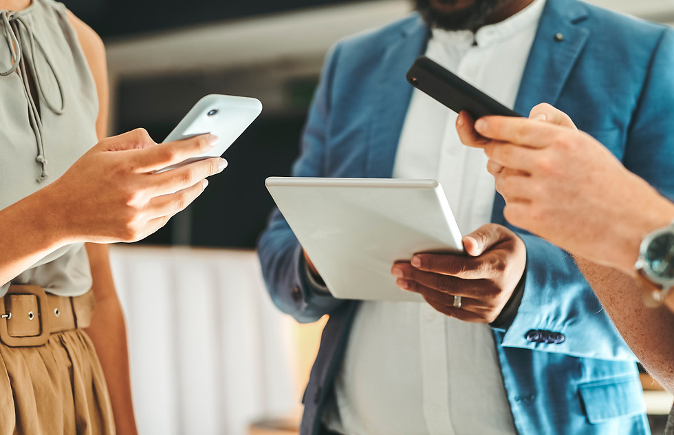 Professionals using IT consulting services on mobile devices