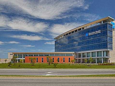 Riverview Health hospital exterior architecture and interior design services